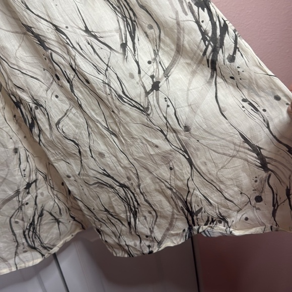 Roey Wang High Waisted Wide Leg Patterned 100% Linen Pants size S - Picture 6 of 10